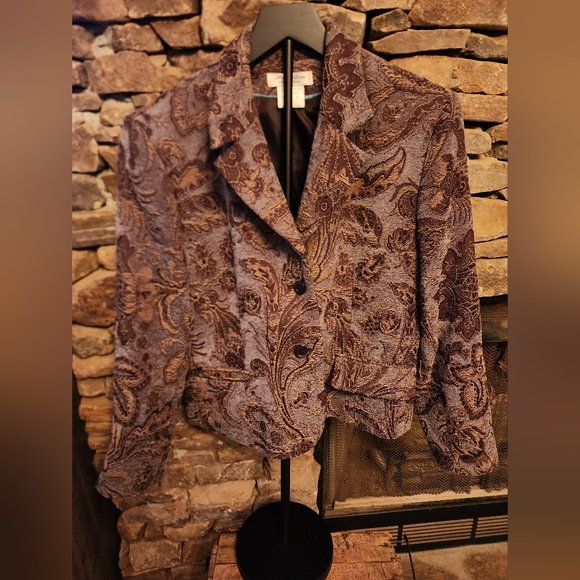 Roth Lecover California  Brown Paisley Blazer Elegant Suit Jacket - Picture 3 of 11